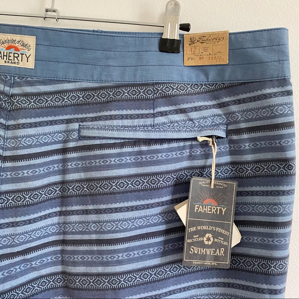 NWT Faherty Classic Boardshort 7” in Blue Falls Ikat sz XX-Large / 42 Drawstring